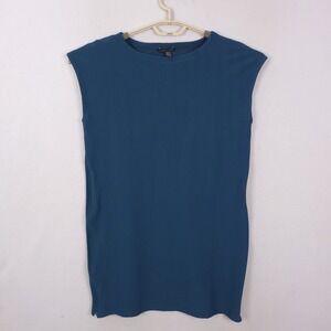 Eileen Fisher Side Zip Layering Sleeveless Shift Dress Blue SP Minimalist